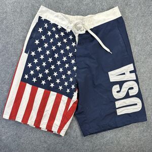 Calhoun Swim Trunks Mens Large Multicolor USA Flag Patriotic Board Shorts Lined